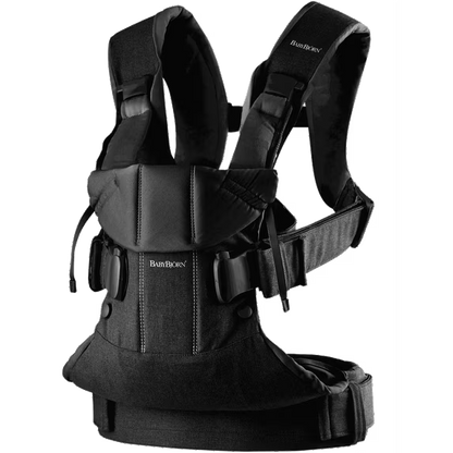 BabyBjorn Baby Carrier One, Woven, Black, Front Carry, Infant